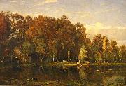 Theodore Fourmois L'etang - De vijver oil on canvas